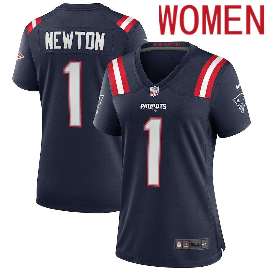 Women New England Patriots #1 Cam Newton Nike Navy Game NFL Jersey